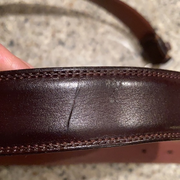 Coach 3752 Mens Dress Belt 42 Dark Brown Calfskin Leather Nickel Brass Buckle - Picture 7 of 7